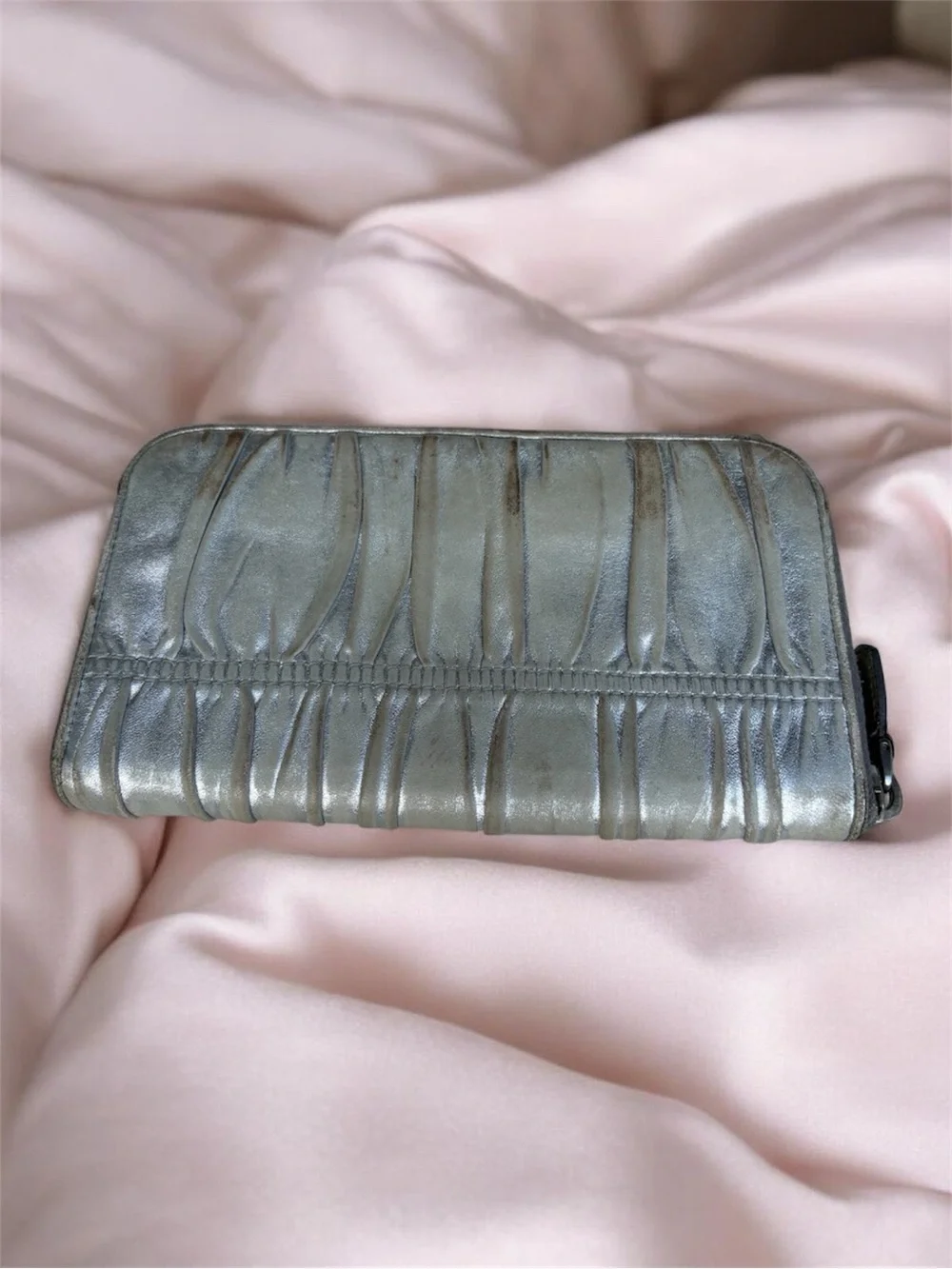 Prada Nappa Gaufre Zip Around Long Wallet